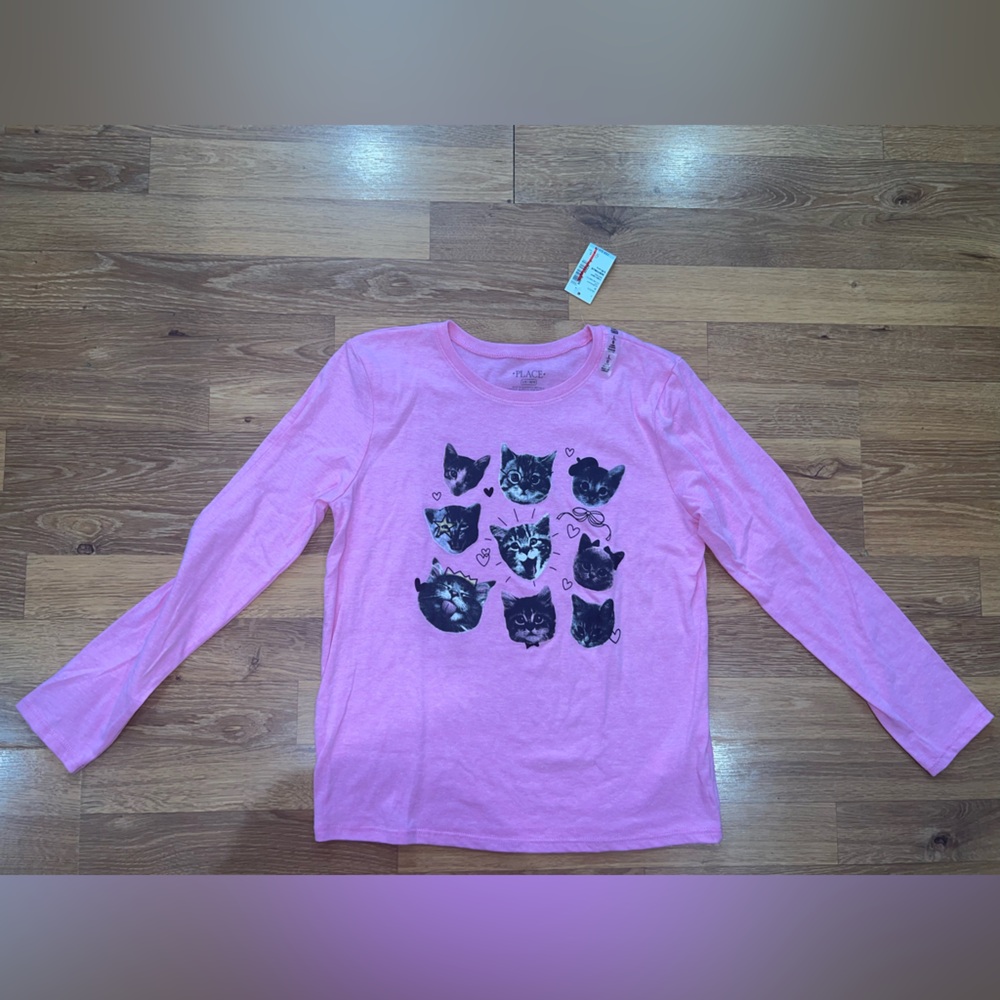 The Children's Place Pink Long-Sleeve Cat Face Tee